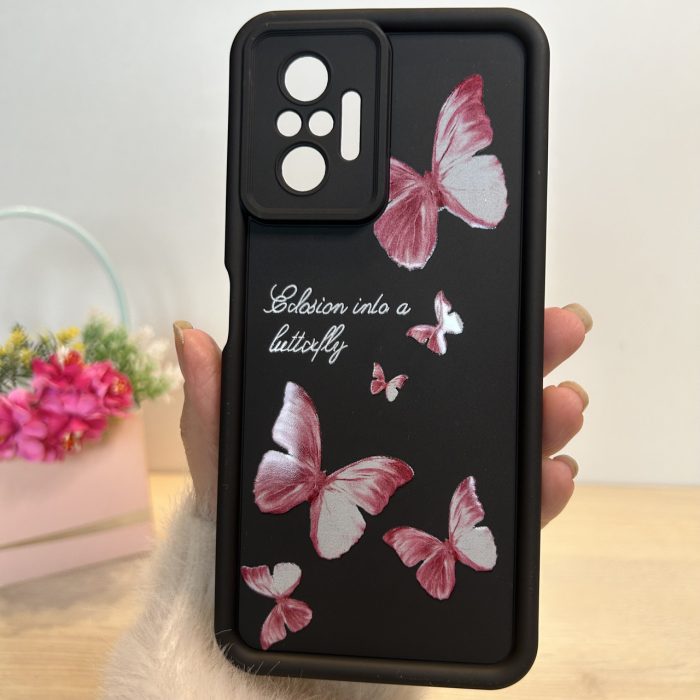 Чохол на xiaomi redmi Note 10 pro силіконовий з малюнком TPU Pictures Case чорний з метеликами