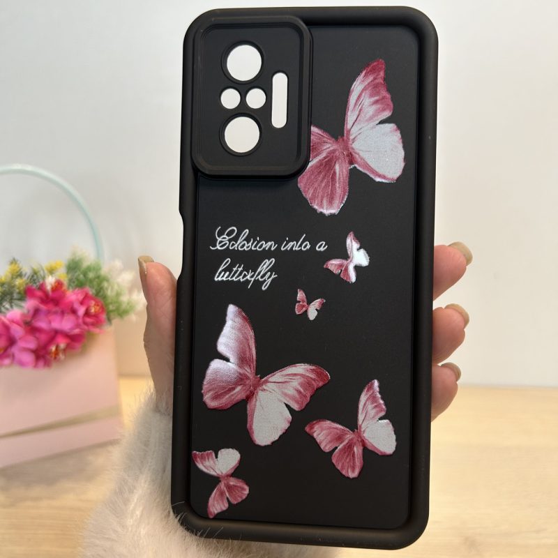 Чохол на xiaomi redmi Note 10 pro силіконовий з малюнком TPU Pictures Case чорний з метеликами