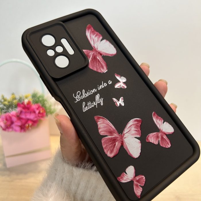 Чохол на xiaomi redmi Note 10 pro силіконовий з малюнком TPU Pictures Case чорний з метеликами - Зображення 5