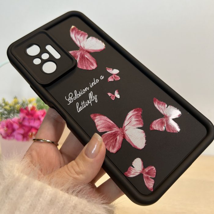 Чохол на xiaomi redmi Note 10 pro силіконовий з малюнком TPU Pictures Case чорний з метеликами - Зображення 6