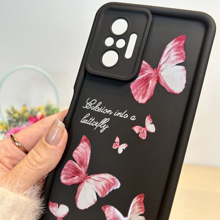 Чохол на xiaomi redmi Note 10 pro силіконовий з малюнком TPU Pictures Case чорний з метеликами - Зображення 7
