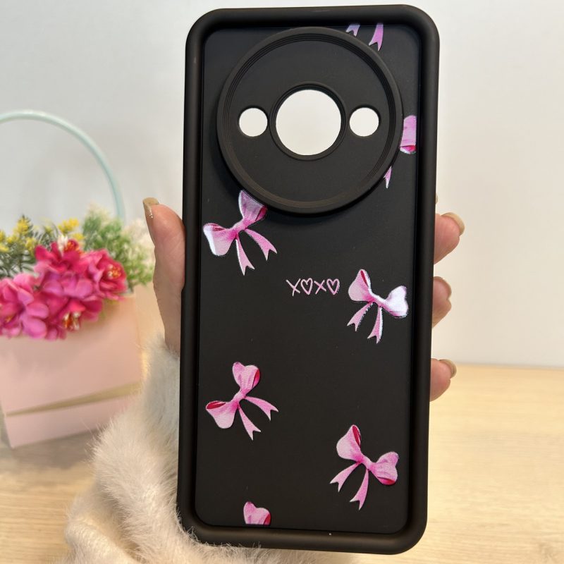 Чехол для xiaomi redmi A3 силиконовый с рисунком TPU Pictures Case черный с бантиками