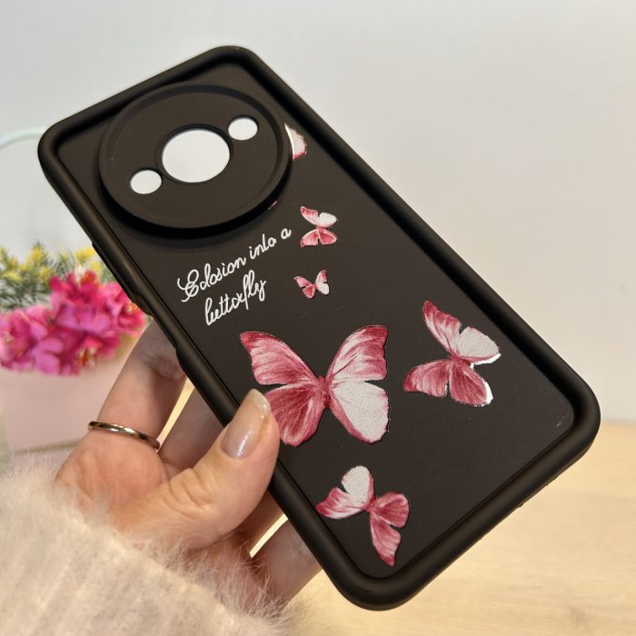 Чохол для xiaomi redmi A3 силіконовий з малюнком TPU Pictures Case чорний з метеликами - Зображення 4