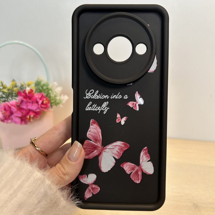 Чохол для xiaomi redmi A3 силіконовий з малюнком TPU Pictures Case чорний з метеликами - Зображення 2