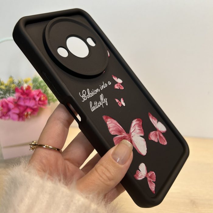 Чохол для xiaomi redmi A3 силіконовий з малюнком TPU Pictures Case чорний з метеликами - Зображення 5