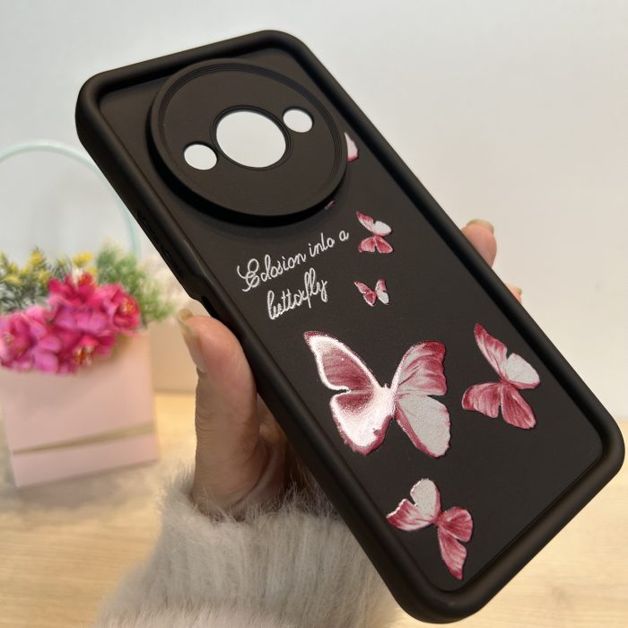Чохол для xiaomi redmi A3 силіконовий з малюнком TPU Pictures Case чорний з метеликами - Зображення 3