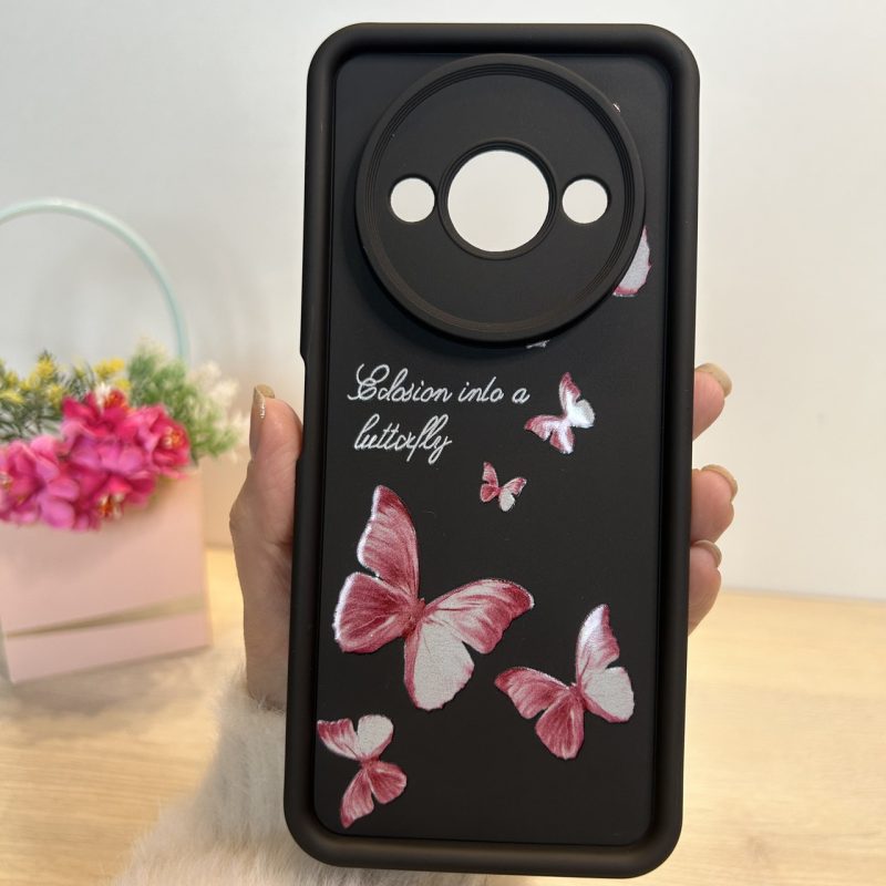 Чохол для xiaomi redmi A3 силіконовий з малюнком TPU Pictures Case чорний з метеликами