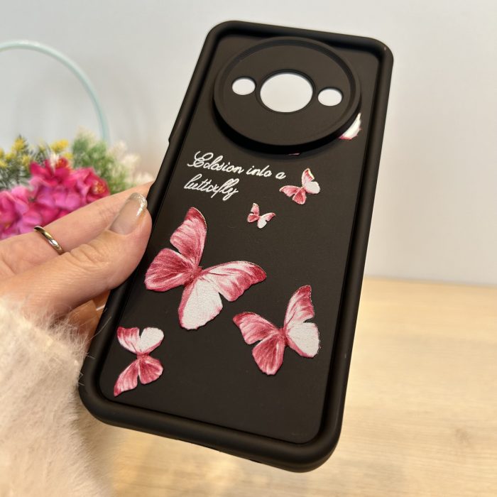Чохол для xiaomi redmi A3 силіконовий з малюнком TPU Pictures Case чорний з метеликами - Зображення 6
