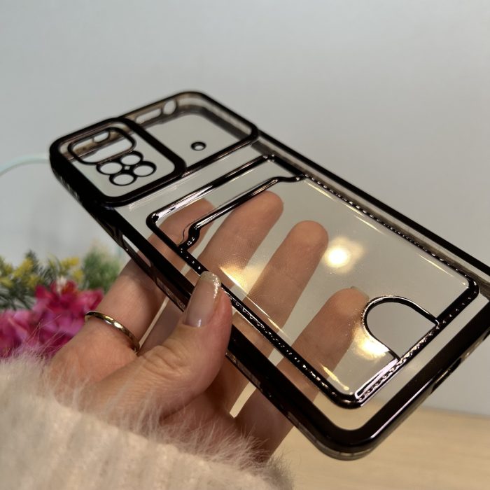 Чохол на xiaomi redmi Note 11 4g / Note 11s силіконовий прозорий із сірою рамкою та кишенею під картки - Зображення 6