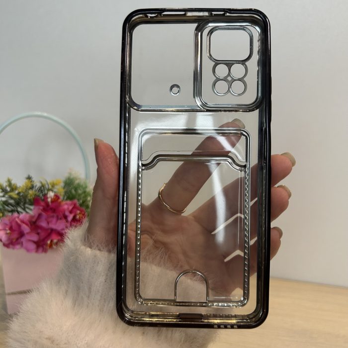 Чохол на xiaomi redmi Note 11 4g / Note 11s силіконовий прозорий із сірою рамкою та кишенею під картки - Зображення 8