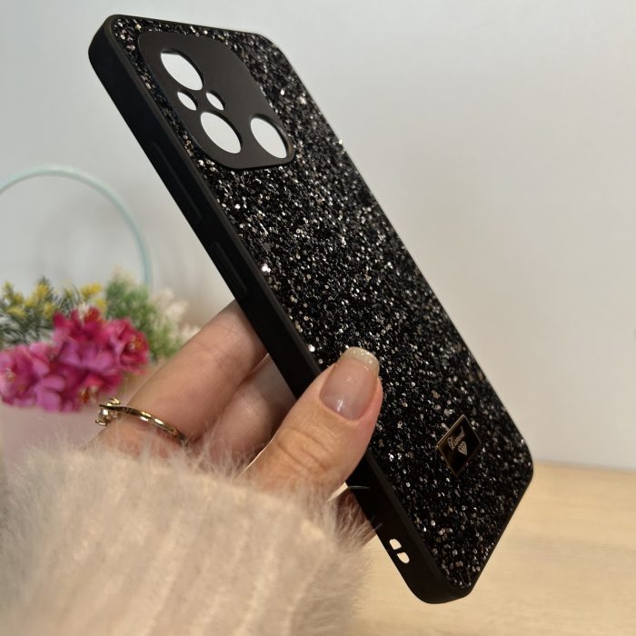 Чохол на xiaomi redmi 12c силіконова накладка блискуча Diamond shine чорний - Зображення 4