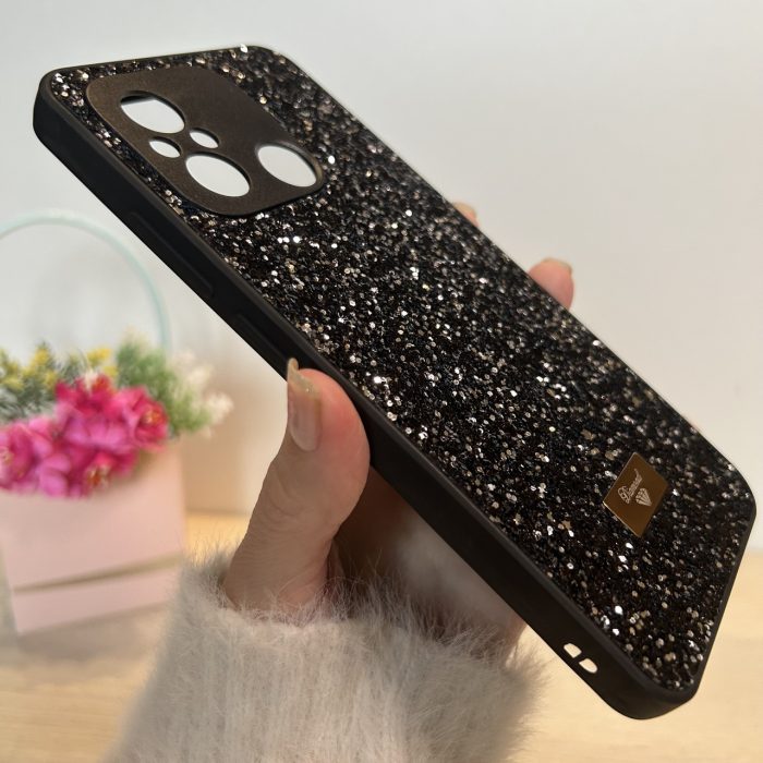Чохол на xiaomi redmi 12c силіконова накладка блискуча Diamond shine чорний - Зображення 5