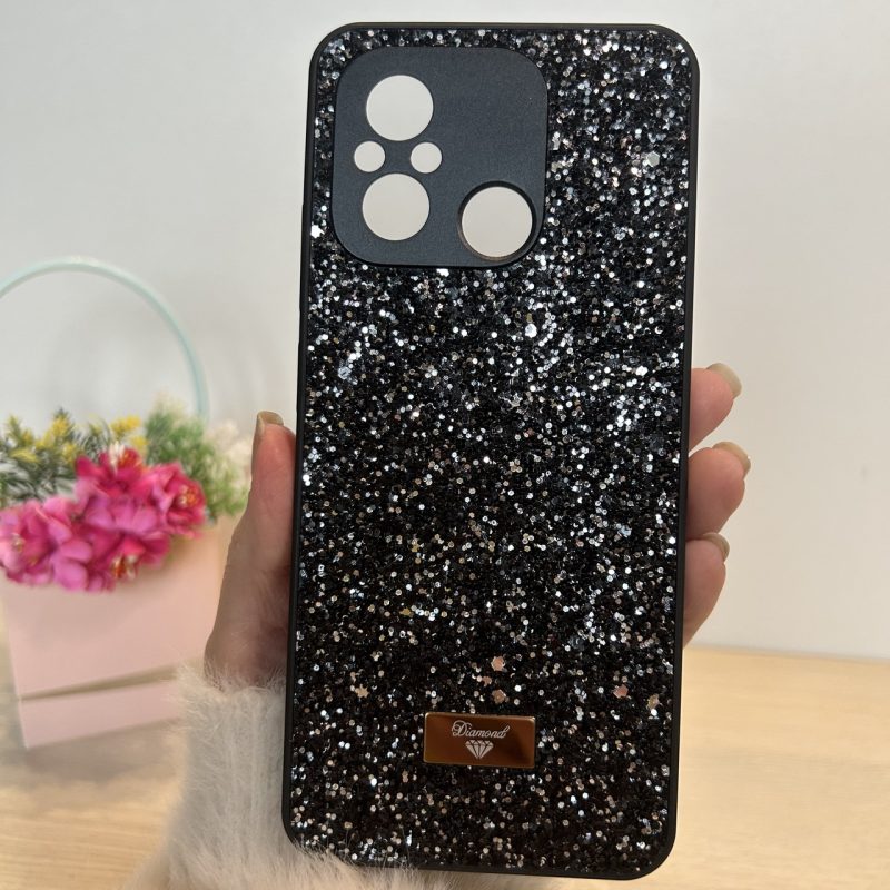 Чохол на xiaomi redmi 12c силіконова накладка блискуча Diamond shine чорний
