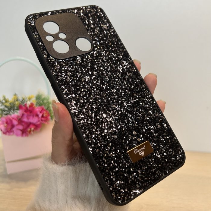 Чохол на xiaomi redmi 12c силіконова накладка блискуча Diamond shine чорний - Зображення 3
