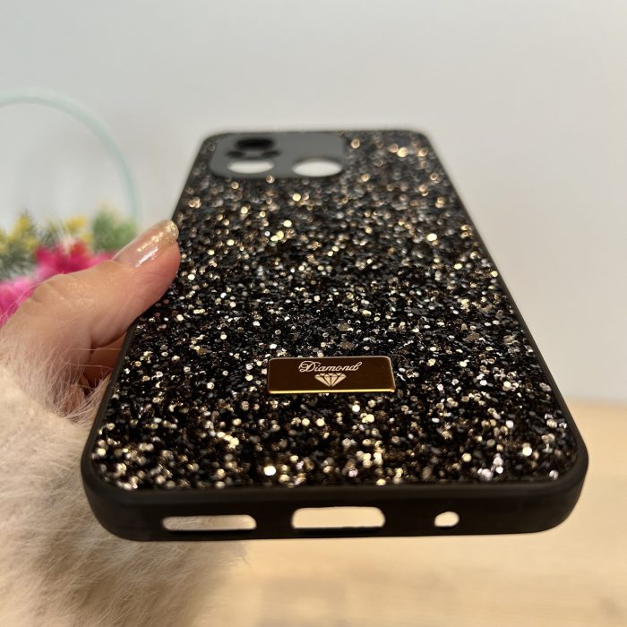 Чохол на xiaomi redmi 12c силіконова накладка блискуча Diamond shine чорний - Зображення 9