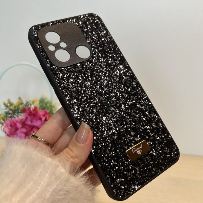Чохол на xiaomi redmi 12c силіконова накладка блискуча Diamond shine чорний - Зображення 2