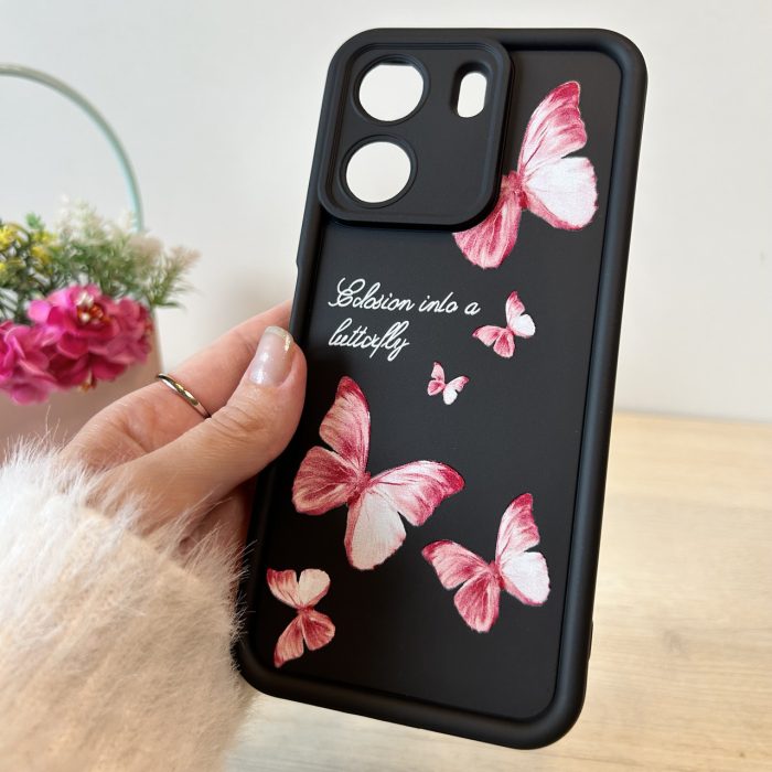 Чохол для xiaomi redmi 13c 4g силіконовий з малюнком TPU Pictures Case чорний з метеликами - Зображення 3